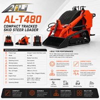 Mini-chargeuse sur chenilles T480, chargeuse compacte sur chenilles de 350 kg, chargeuse multifonction EPA Euro5 pour la construction et l'agriculture