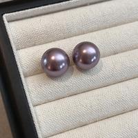 Boucles d'oreilles clous de luxe en perles Edison rondes d'eau douce naturelles, plaquées or 18 carats, qualité AAAA, violettes, bijoux pour femmes
