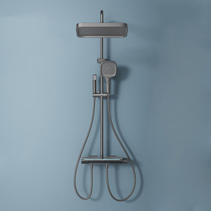 <span class=keywords><strong>Colonne</strong></span> <span class=keywords><strong>de</strong></span> douche thermostatique à bouton-poussoir-Ensemble <span class=keywords><strong>de</strong></span> douche haute pression noir/gris pistolet - Product Image 3