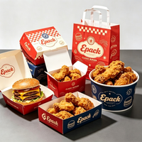 Échantillon gratuit de boîte d'emballage jetable pour hamburgers et frites à emporter, en carton recyclable de qualité alimentaire, conteneur à emporter