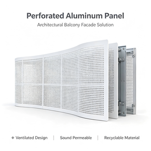 Panneau mural en aluminium perforé pour façade extérieure, revêtement personnalisé, décoration de balcon pour immeuble de bureaux - Product Image 4