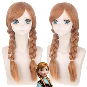 Ainizi nouveau produit perruques de cosplay synthétiques tressées résistantes à la chaleur Frozen 2 Princess Anna pour les amateurs de cosplay