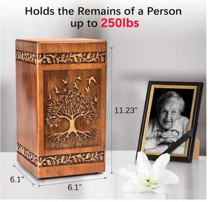 עבודת יד בעבודת יד יד יד דשא עץ עבור אפר אדם מבוגר נשים 250ק "ג חרוט עץ של אורים - Product Image 2