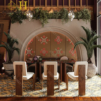 Design de restaurant de luxe Ensemble de meubles de restaurant durables et personnalisés Table et chaises de salle à manger avec comptoir d'exposition d'aliments vente en gros