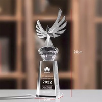 Trophée en cristal personnalisé, modèle de faucon doré, en métal, cadeaux souvenirs pour cérémonie de remise de prix