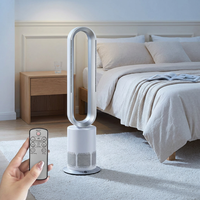 TP-12 3-en-1 certifié CE, 10 vitesses, minuterie 9h, télécommande tactile, moteur sans balais en cuivre, ventilateur sans pales, purificateur d'air, économe en énergie, pour hôtel