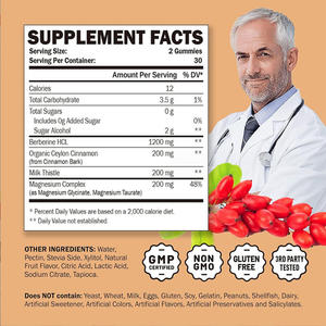 Solilan OEM Private Label senza zucchero <span class=keywords><strong>HALAL</strong></span> Vegan bio 5:1 berberina Gummies integratore alimentare per adulti cardo di latte cannella - Product Image 4