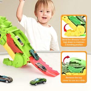Dinosaure Transport Camion Jouet Enfants Avalant Alliage Voiture Déformable <span class=keywords><strong>Dino</strong></span> Transporteur Véhicule Jouer Ensemble Dinosaure Camion Jouet Vert - Product Image 2