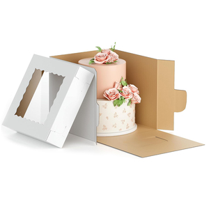 12x12x14 inch sóng bánh hộp dày bánh tráng miệng lớp bánh hộp đám cưới cao Bánh hộp với cửa sổ rõ ràng hiển thị - Product Image 3