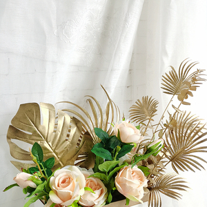 Colore metallico artificiale foglie di palma lungo stelo per il matrimonio e la casa natale decorazione oro Glitter foglie - Product Image 5