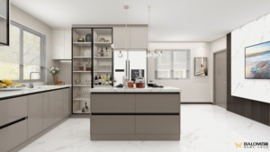 Gabinete de cocina Tablero de melamina Diseño de gabinete de cocina de madera Muebles de cocina con precio de fábrica - Product Image 6