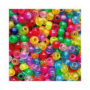 Perles de poney de couleurs mélangées transparentes pour la fabrication de bijoux de bracelet perles acryliques d'espacement en vrac perles en plastique grand trou