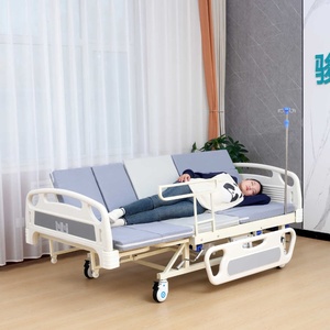 Letto Medico Manuale a 2 Manovelle <span class=keywords><strong>per</strong></span> <span class=keywords><strong>Pazienti</strong></span> con Grandi Sponde Laterali Pieghevoli, Ruote Bloccabili Rinforzate, Asta Portaflebo, Telaio Bianco - Product Image 5