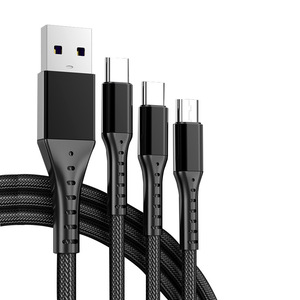 <span class=keywords><strong>C</strong></span>âble de charge rapide 3-en-1 portable en alliage d'aluminium <span class=keywords><strong>USB</strong></span>-<span class=keywords><strong>C</strong></span> <span class=keywords><strong>USB</strong></span>-<span class=keywords><strong>A</strong></span> 5A compatible avec les téléphones iPhone/Android - Product Image 2