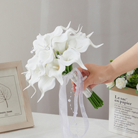 Buket Pengantin Calla Lily Buatan H375 untuk Lamaran, Dekorasi Bunga Pernikahan Putih Mewah untuk Upacara