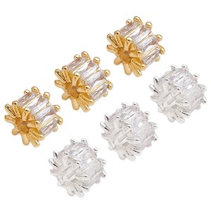Cuentas cilíndricas de cobre chapado en oro, plata y circonita para accesorios de joyería DIY, tamaño mediano - Product Image 5