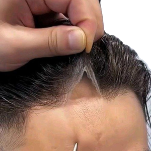 Protesi Capillare <span class=keywords><strong>Uomo</strong></span> in PU Sottile Effetto Naturale, Sistema di Sostituzione <span class=keywords><strong>Capelli</strong></span> Umani Remy con Onde Morbide e Attaccatura a V, Senza Nodi - Product Image 1