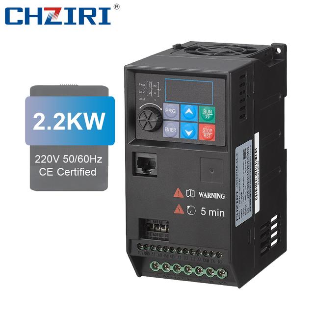 CHZIRI 2.2KW 10A Single Phase 220V Black Variable Frequency Drive Vfd