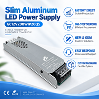 Alimentation LED en aluminium ultra-mince 12V 200W 16.6A CE ROHS, boîtier métallique pour bandes LED et enseignes, directement de l'usine