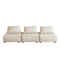 Canapé modulaire minimaliste en tissu microfibre beige pour 2 à 7 personnes, convertible en lit, pour salon