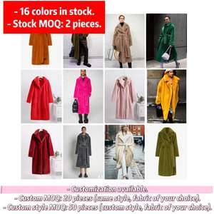 Trench personalizzato taglie forti soffice pelliccia sintetica per signore modeste giacche invernali con collo grande capispalla lunghi in maglia intrecciata - Product Image 3