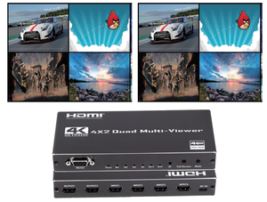4K pour HDMI 4x2 Quad Screen Multiviewer Real <span class=keywords><strong>Time</strong></span> Multi Viewer Remote RS232 Seamless <span class=keywords><strong>4</strong></span>-In-2-Out Video Splitters & Converters - Product Image 2