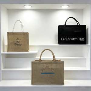 <strong>Wholesale</strong> Natural Linen Handbags Custom Logo Beach Eco Friendly Reusable Gift Retail Shopping <strong>Bags</strong> Beige Black <strong>Jute</strong> <strong>Tote</strong> <strong>Bags</strong> - Product Image 1
