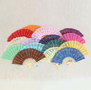 Abanico Plegable de Encaje de Algodón, Abanico de Mano Bordado para Novia, Varillas de Bambú para Decoración de Bodas, Fiestas, Baile, Estilo de Arte Folclórico - Product Image 3