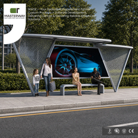Diseño rectangular de refugio de autobús futurista con marco triangular de aluminio y techo Curvo
