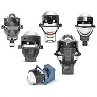 Phares LED de voiture, feux antibrouillard, lentilles de projecteur à double faisceau de 25 pouces/3 pouces sans perçage, H4/H7, double réflecteur, laser haute puissance 90W