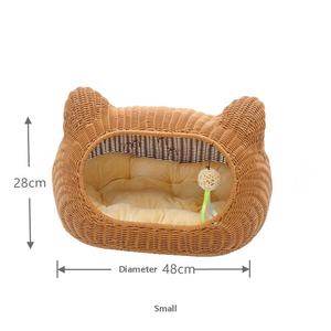 Cama para gatos tejida a mano Multicolor, nido alto para mascotas, cama Universal de ratán lavable para las cuatro estaciones, gatos, perros, mimbre de animales sólidos - Product Image 2