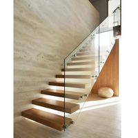 Escaliers flottants modernes pour la maison Escalier de décoration Design en acier au carbone Invisible Stringer en bois de chêne blanc Escalier d'intérieur