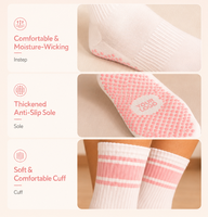 Chaussettes de yoga en coton respirant avec logo personnalisé, antidérapantes, pour le fitness, la barre et le Pilates, pour femmes, chaussettes antidérapantes