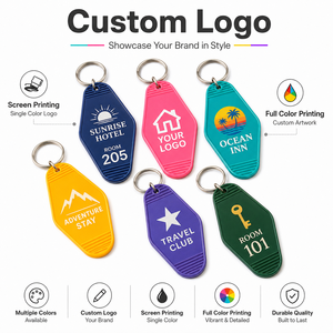 Porte-clés en plastique personnalisé avec logo, style motel vintage, plusieurs couleurs, porte-clés rétro personnalisé pour hôtel, pour cadeau promotionnel en gros - Product Image 6