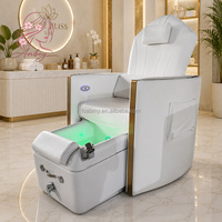 Fauteuil de pédicure de luxe en cuir PU européen sans tuyauterie, avec spa pour les pieds et lumières LED, pour salon de manucure, vente en gros
