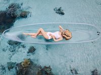 Kayak en Verre Transparent Bateau Océan Fond Clair Kayak Double Transparent Pêche Canoë 2 Personnes