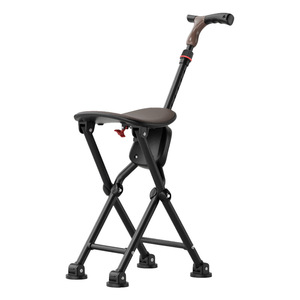 Chaise de marche pliante légère à quatre pieds, antidérapante, avec canne intégrée, pour personnes âgées, soutien à la rééducation - Product Image 1