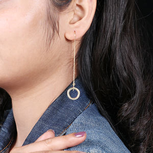 925ชุบทองที่เป็นเอกลักษณ์ของผู้หญิงต่างหูห่วงโซ่เงินสเตอริ่งเครื่องประดับขายส่งคุณภาพสูงสำหรับงานแต่งงานและของขวัญ - Product Image 3