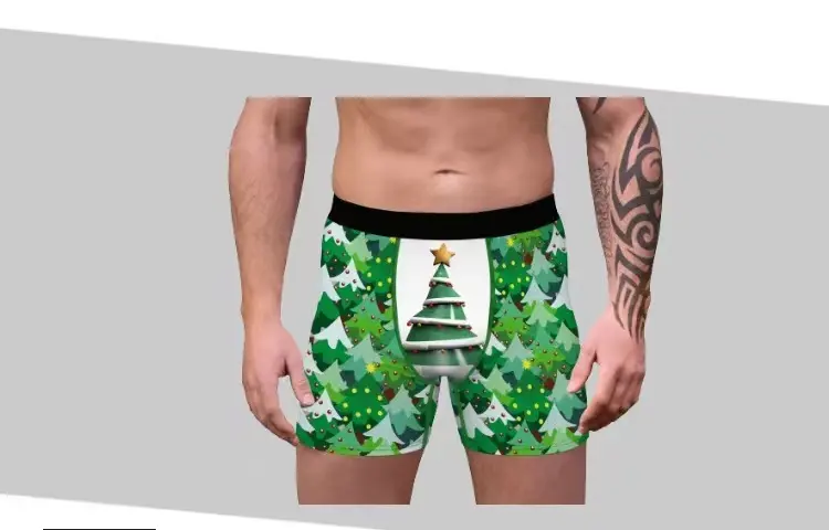 3D print custom christmas underwear stretch underwear boxers for men printed