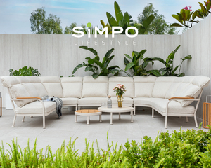 ชุดโซฟาเข้ามุมขนาดใหญ่ SIMPOLIFESTYLE เฟอร์นิเจอร์กลางแจ้งระดับพรีเมียม รุ่น <span class=keywords><strong>COCO</strong></span> Lounger สำหรับสวน ระเบียงโรงแรม รีสอร์ท ทำจากอะลูมิเนียม ไม้สัก และผ้า - Product Image 1
