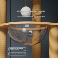 Arbre à chat en bois massif avec capsule spatiale, griffoir en sisal, villa pour chat pour famille multi-chats