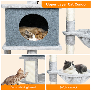 Modern Durable 4-Level Cat Tree with Hidden House Sisal <b>Scratching</b> <b>Post</b> Plush Climbing Frame for Indoor Cats - Product Image 6