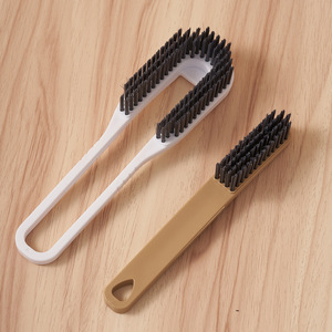 Brosse à chaussures avec poils en nylon, manche en plastique, pour nettoyer les chaussures et les vêtements, outil multifonctionnel - Product Image 1