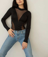 Body de Mujer Sexy de Manga Larga con Malla, Venta al por Mayor de Fábrica