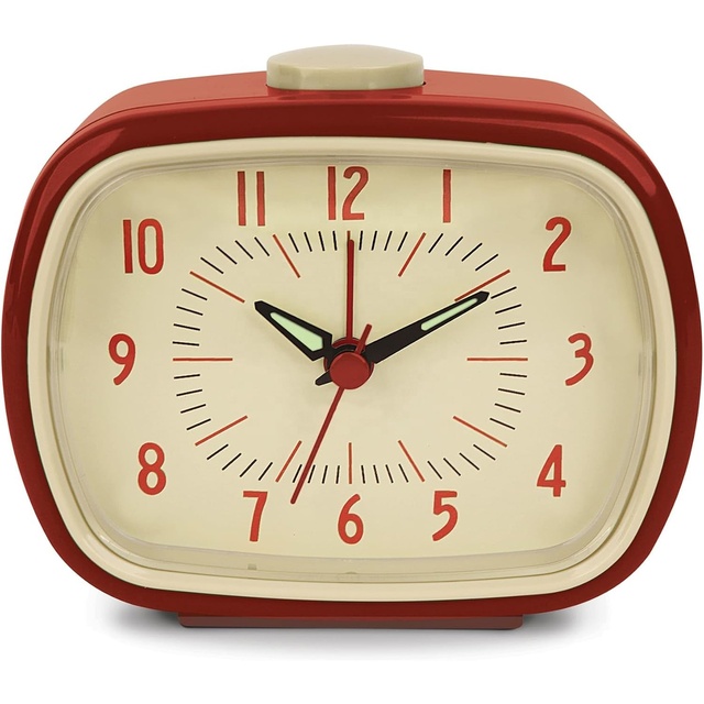 Retro Alarm Clock-Vintage Decor for Bedroom, Nightstand, Living Room, or Office-Battery Operated, Decorative Analog Clock #12246