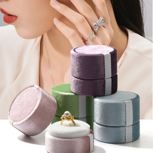 Wholesale Luxury <b>Small</b> Velvet Fabric for Jewelry <b>Box</b> Korea Design Earrings Pendants Rings Premium <b>Box</b> Packaging case - Product Image 1