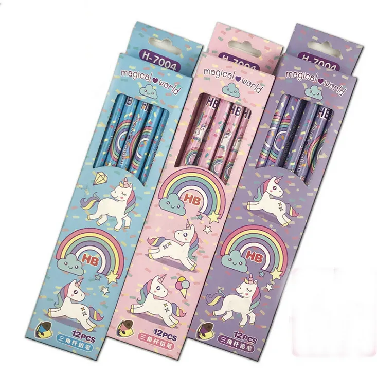 Creative Rainbow Unicorn Pencil Student Multipurpose Writing Painting HB Wooden Pen Pencil