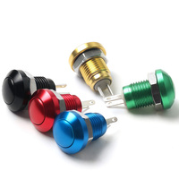 8mm Mini Bunter Aluminium-Druckknopf schalter IP65 Wasserdichter momentaner Kugelkopf 2 Stifte Rot Grün Gelb Blau Schwarz Silber