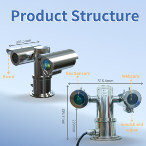 고정 가스 감지 시스템 24 시간 모니터링 100m 레이저 PTZ 스캐닝 메탄 감지기 클라우드 벤치 레이저 메탄 감지기 - Product Image 3