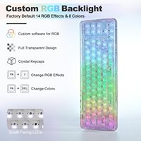 YUNZII X71 68% düzeni şeffaf mekanik klavye Hot-Swap RGB tri-mode oyun klavyesi ile temizle Keycaps